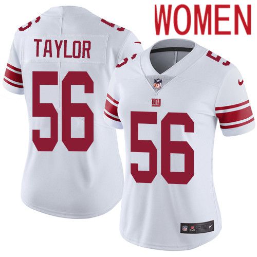 Women New York Giants 56 Lawrence Taylor Nike White Vapor Limited NFL Jersey